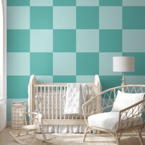 Teal Checkered Wallpaper