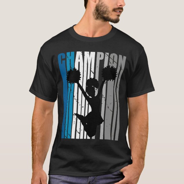 Teal Cheerleading Champion Girls Birthday Competit T-Shirt (Front)