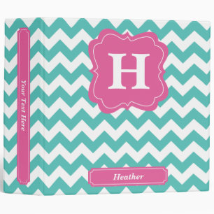Teal Chevron 3 Ring Binder