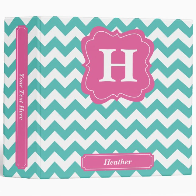 Teal Chevron 3 Ring Binder (Front/Spine)