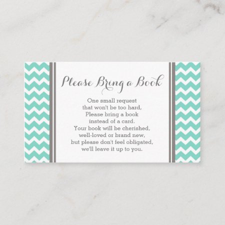Teal Chevron Baby Shower Book Request Card