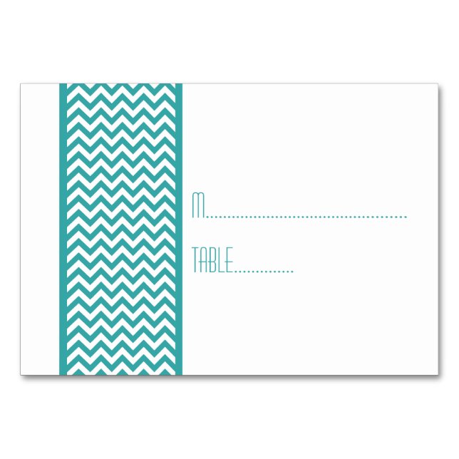 Teal Chevron Border Escort Card (Front)