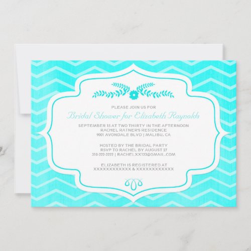 Teal Chevron Bridal Shower Invitations
