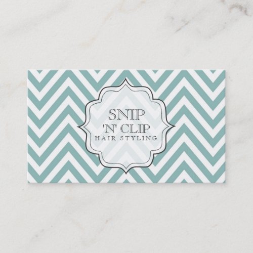 Teal Chevron Filigree Stripes Hair Stylist Cards Business Card Templates