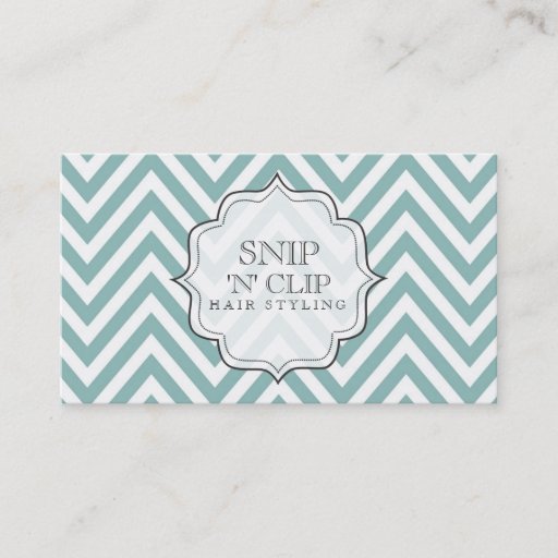 Customizable Teal Chevron Filigree Stripes Hair Stylist Cards Business Card Templates