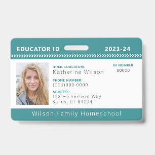 Teal Chevron Homeschool Educator ID Badge