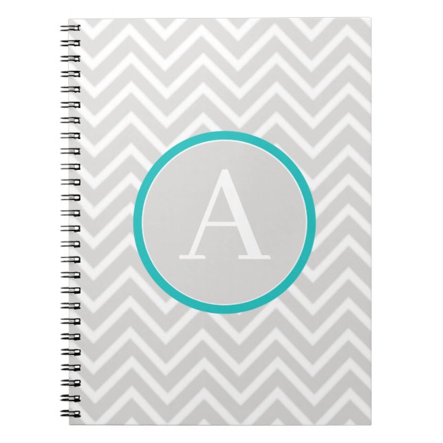 Teal Chevron Monogram Notebook (Front)