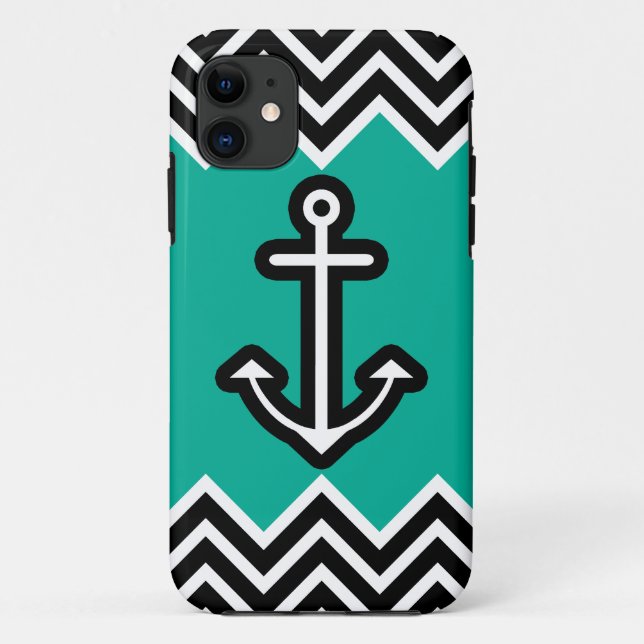 Teal Chevron Nautical Case-Mate iPhone Case (Back)