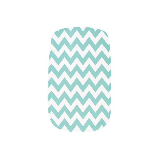 Teal Chevron Pattern Nail Art (Right Thumb)