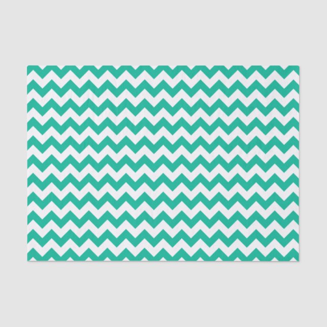 Teal Chevron Pattern Tissue Paper (Front)
