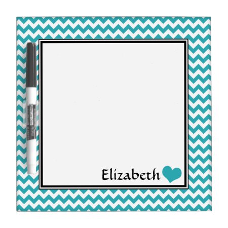 Teal Chevron Personalized 8" Dry-erase Board