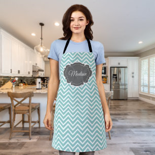 Teal Chevron Personalized Apron