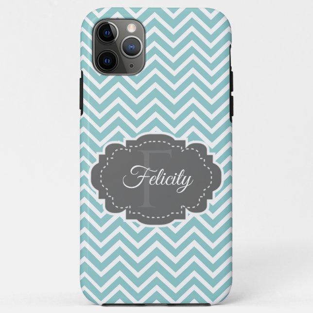 Teal Chevron Personalized Case-Mate iPhone Case (Back)