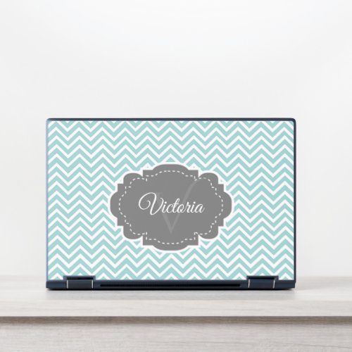 Teal Chevron Personalized HP Laptop Skin