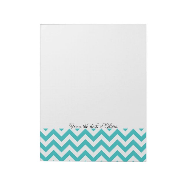 Teal Chevron Personalized Notepad (Rotated)