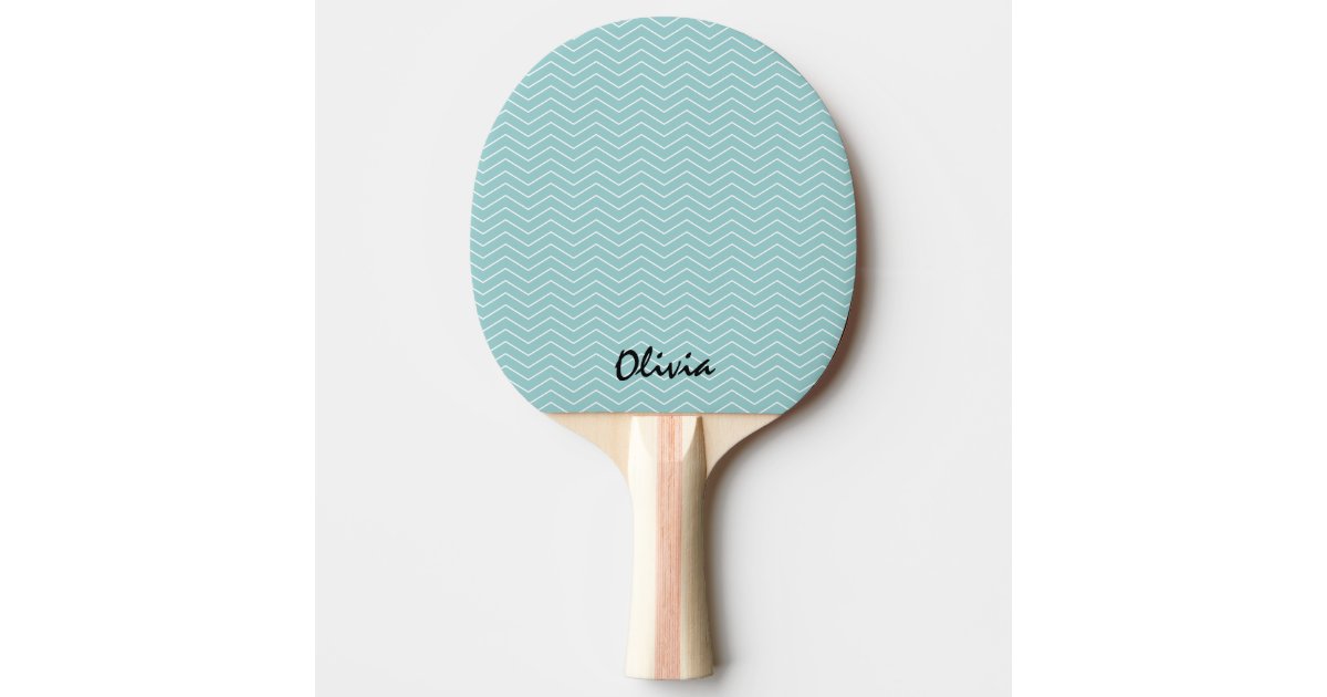 Teal chevron ping pong paddle for table tennis | Zazzle