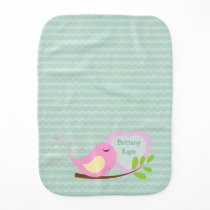 Teal Chevron Pink Bird Personalized Burp Cloth Teal Chevron Pink Bird Personalized Burp Cloth