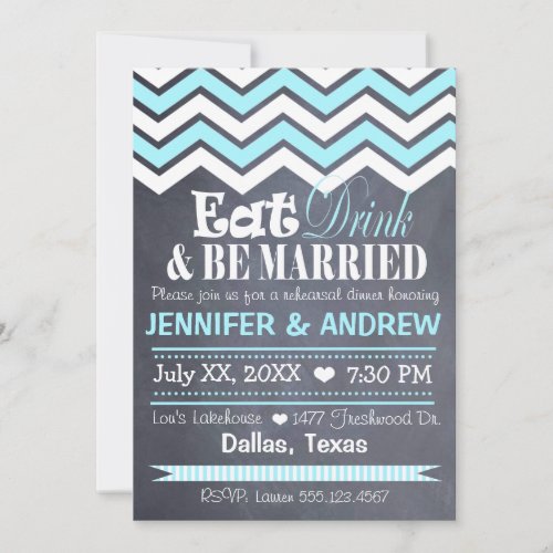 Teal Chevron Rehearsal Invitation