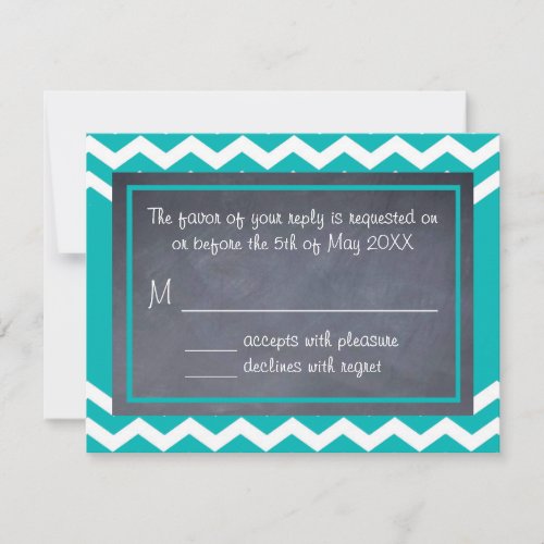 Teal Chevron RSVP Card