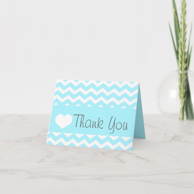 Teal Chevron Thank You Note Card (Front)