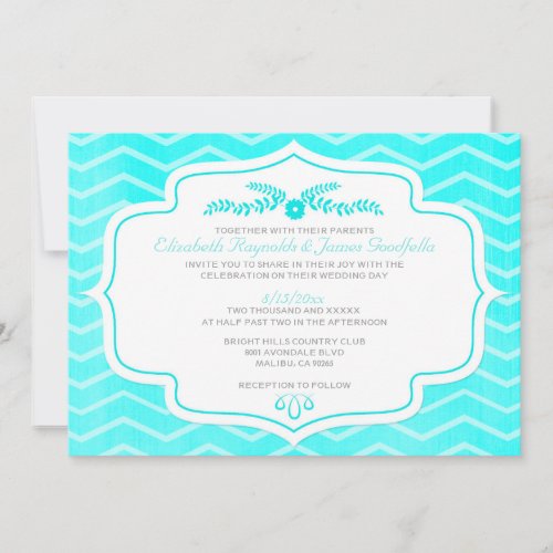 Teal Chevron Wedding Invitations