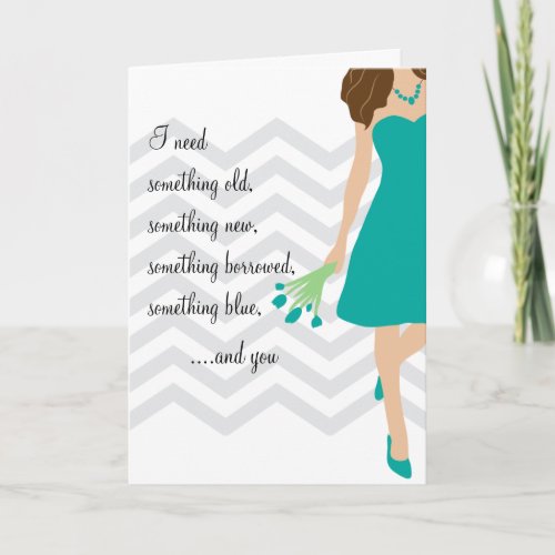 Teal Chevron Will You Be My Bridesmaid