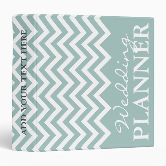 Teal chevron zigzag pattern wedding planner binder (Front/Spine)
