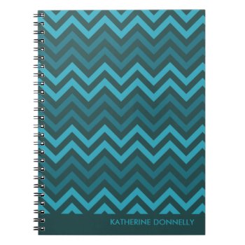 Teal Chevrons Zigzag Designer Journal/notebook Notebook by koncepts at Zazzle