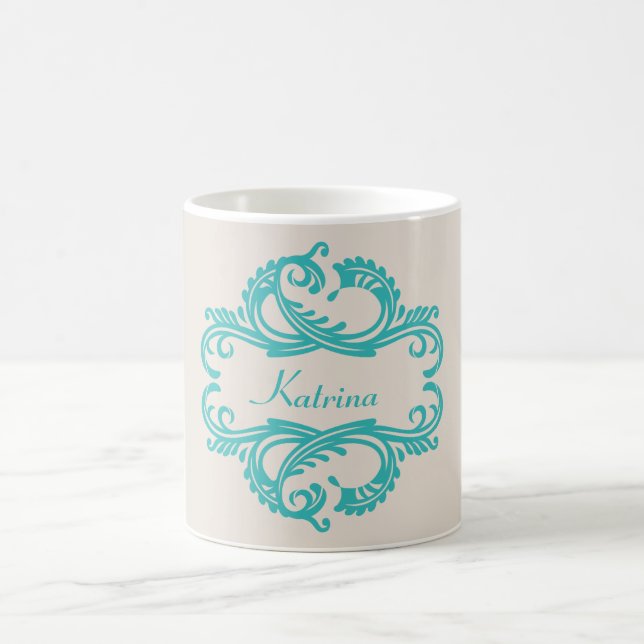 Teal Chic Damask Mug (Center)