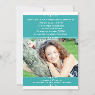 Teal Chic Photo Graduation Invite
