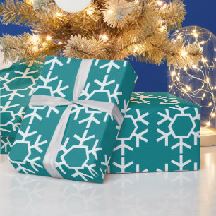 Teal Chic Snowflake Wrapping Paper