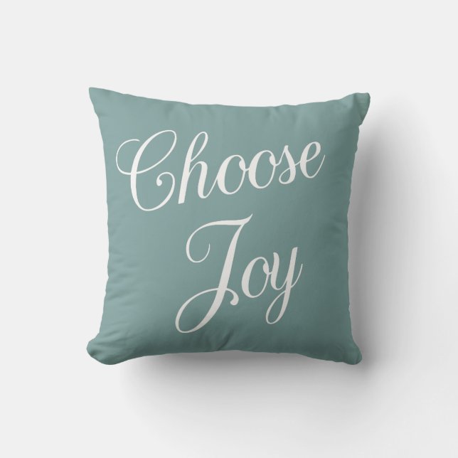 Teal Choose Joy Bible Verse Throw Pillow (Front)