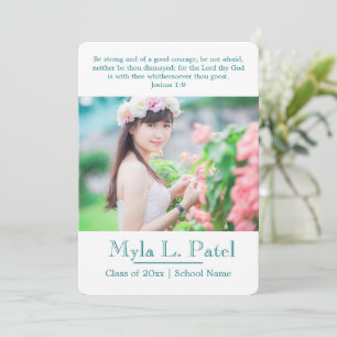 Teal Christian Scripture Photo Grad Announcement/ Invitation
