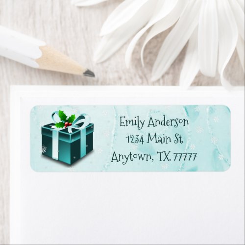Teal Christmas Gift Address Label