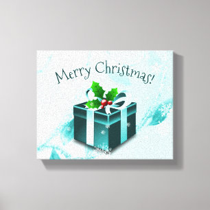 Teal Christmas Gift Canvas Print