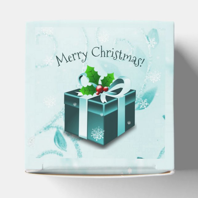 Teal Christmas Gift Favor Box (Top)