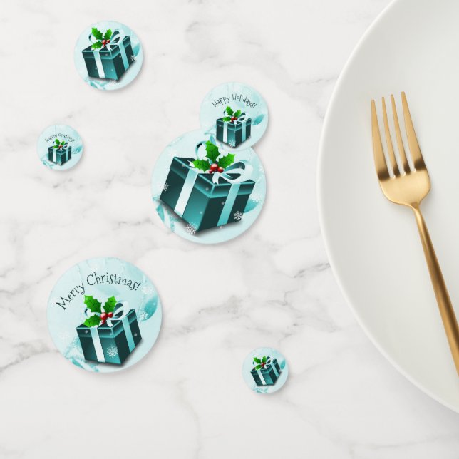 Teal Christmas Gift Table Confetti (Group)