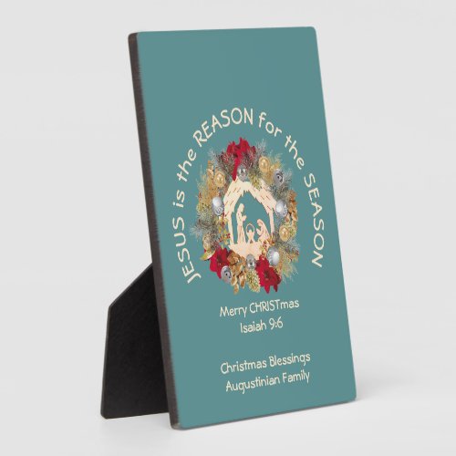 Teal Christmas JESUS IS THE REASON Plaque