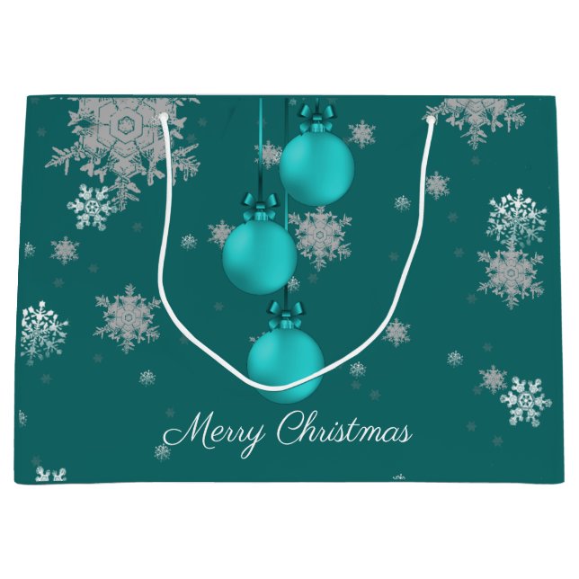 Teal Christmas Ornaments Gift Bag (Front)