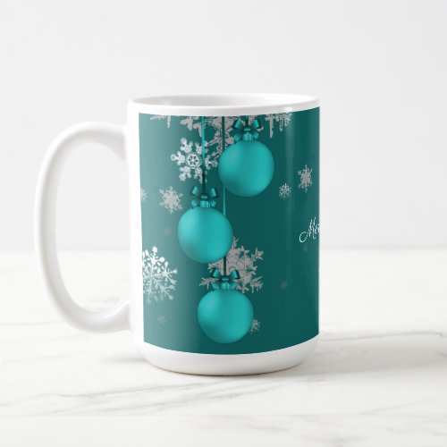 Teal Christmas Ornaments Mug