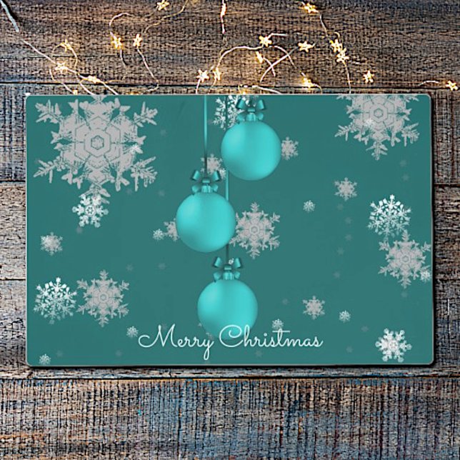 Teal Christmas Ornaments Placemat (Teal Christmas Ornaments Placemat)