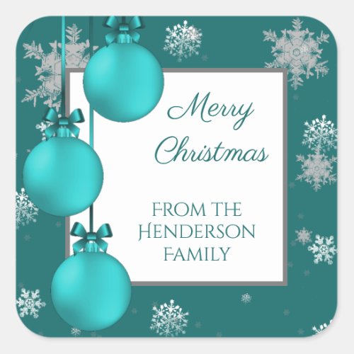 Teal Christmas Ornaments Sticker