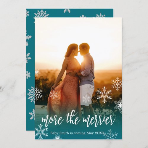 Teal Christmas Pregnancy Announcement Cards