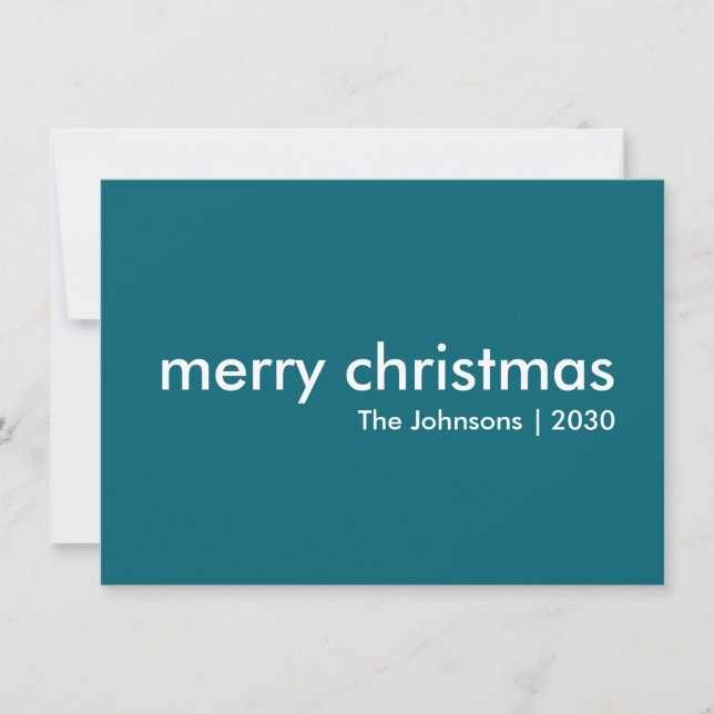 Teal Christmas | Smoke Blue Minimal Simple Clean Holiday Card (Front)
