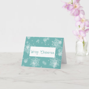 Teal Christmas Snowflakes Greeting Card