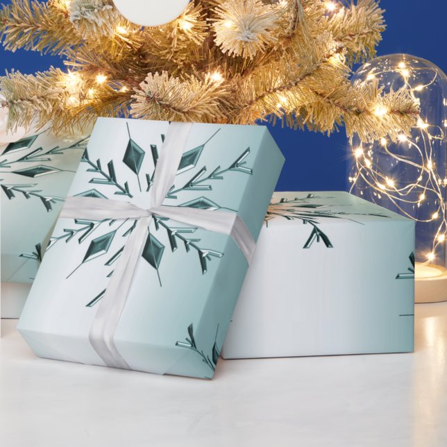 Teal Christmas Snowflakes Wrapping Paper (Creator Uploaded)