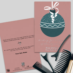 Teal Christmas Tree Bauble Foil Holiday Card