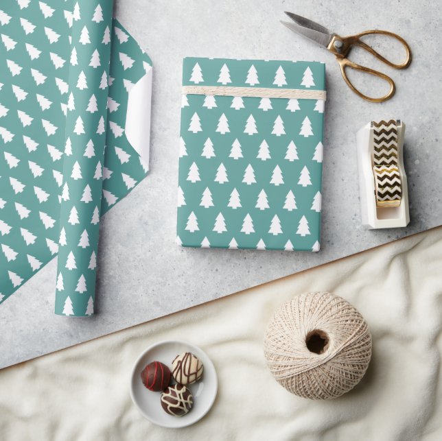 Teal Christmas Tree Holiday Gift Wrap (Crafts)