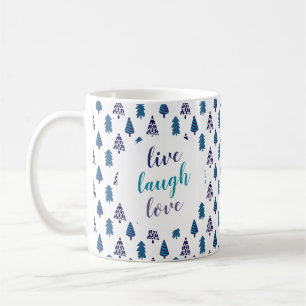 Teal Christmas Tree Live Laugh Love Personalized Coffee Mug