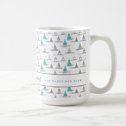 Teal Christmas Tree Pattern5 ID1009 Coffee Mug